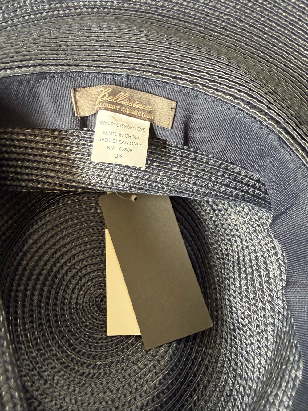 Bellissimo Navy Wide Sheer Brim Fascinator Hat Feather Accent Wedding Church New - Picture 5 of 5